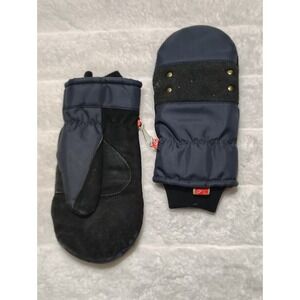 VTG Kombi Ski Mittens Navy Blue Leather Blend Women's M 80s Thick Winter Warm